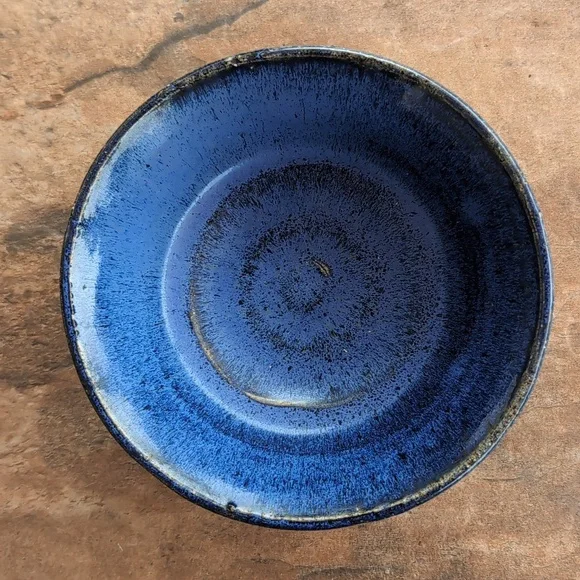 Handmade Studio Ceramics Pottery Hand Thrown Bowl Blue Black Glazed - Picture 3 of 5